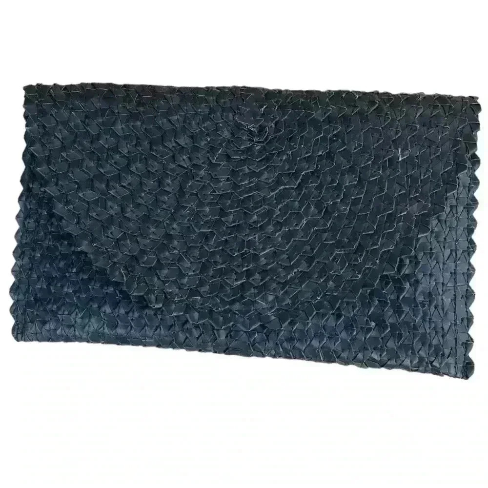 Poppy Sage women’s Straw Clutch/Purses Versatile Fold Over in black no flaws - Picture 1 of 10